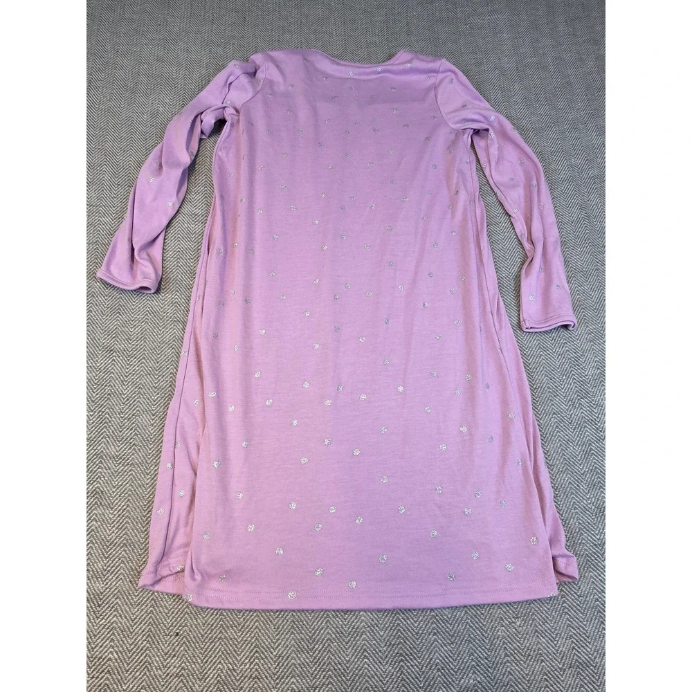 Carters Girls Purple Silver Glitter Polka Dot Long Sleeve Nightgown Size 12-14A